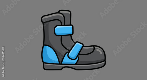 Cartoon Boot With Blue Accents Illustrating Practical Footwear for Various Activities