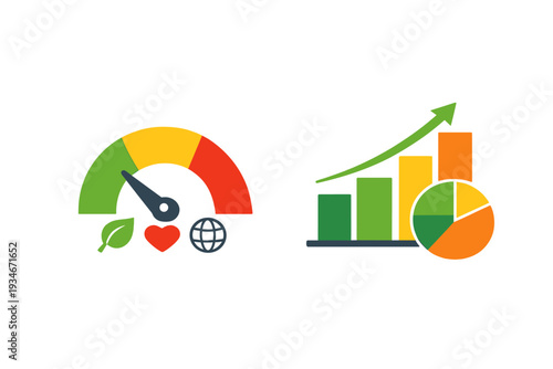 Visual representation of sustainability metrics and growth indicators