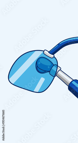 Cartoon Dentist's Dental Mirror Depicting Visual Examination In Bright Blue Color Scheme