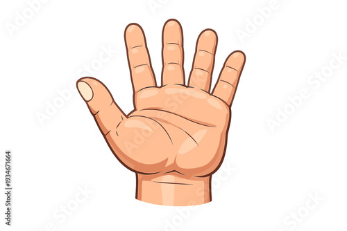 Hand showing five fingers in clear design without any distractions for