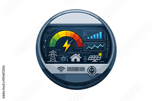 Smart meter display shows energy usage and solar production with data