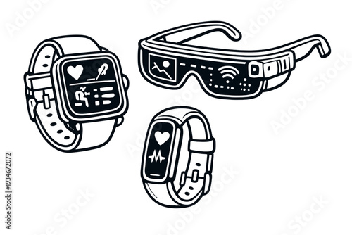 New designs of wearable technology including smartwatches and smart