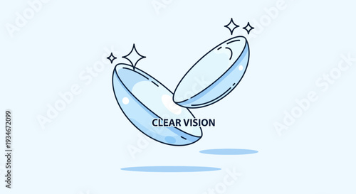 Clear Vision Illustration: Contact Lenses Representing Visual Acuity and Clarity