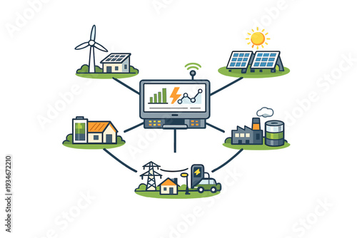 Energy management system with renewable sources and data visualization