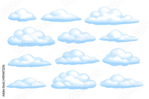 Clouds of various shapes and sizes in a clear blue sky during the