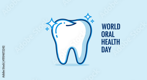 Celebration Of World Oral Health Day With A Tooth Icon And Text Message