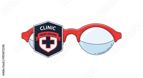 Clinic's Grand Opening Symbolizing Medical Vision, Healthcare, And New Beginnings Illustration