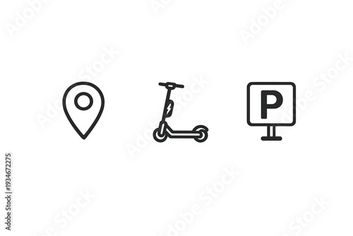 Symbols for navigation transportation and parking found in an urban