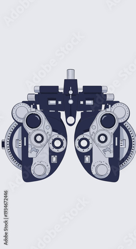 Clinical Ophthalmology Instrument Depicting Precision Eye Examination and Visual Acuity Testing