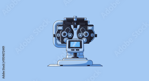 Clinical Optometry Equipment Illustration Depicting Examination and Assessment Process