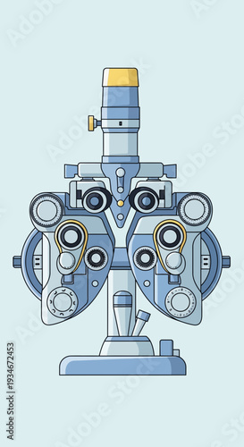 Clinical Ophthalmology Equipment Illustration Depicting Modern Eye Examination Instrument Design