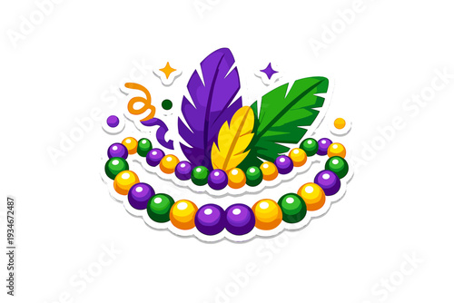 Colorful beads and feathers display at a festive celebration in a