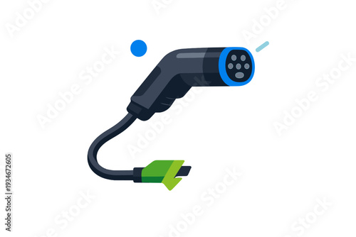 Electric vehicle charging plug in a simple design with clear details