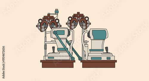 Clinical Visual Acuity Assessment Instruments Depicted In Vector Illustration Design