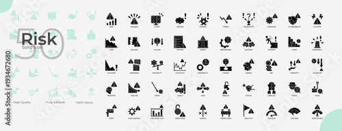 Risk Solid Editable Icons set