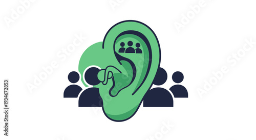 Collective Listening: An Illustration Depicting Group Listening to Understanding Ideas