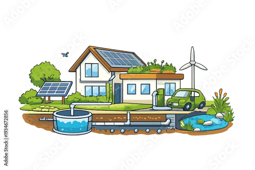 Showcasing green technology and sustainable living at a modern home