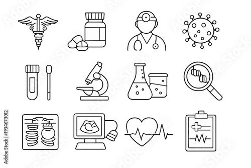 Medical symbols and tools showing healthcare concepts in a simple