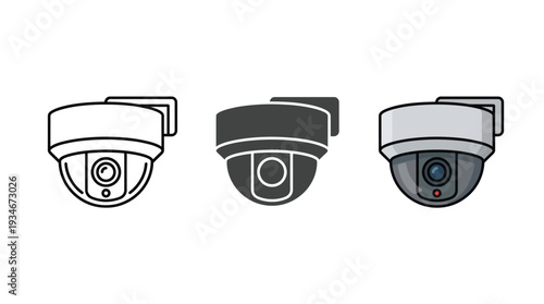 Security Cameras Isolated on White Background Vector Illustration