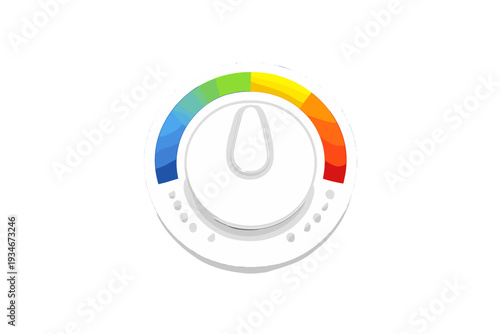 Control dial with color gradient and water droplet icon showing