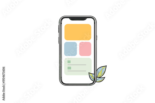 Smartphone screen showing application interface with colorful blocks