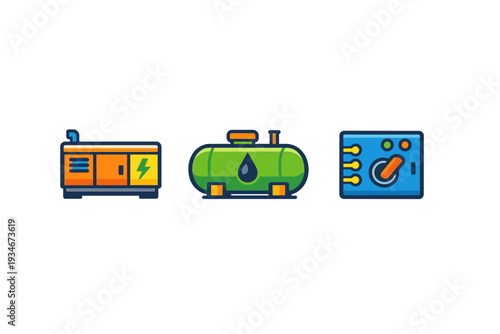Power generator fuel tank and control panel are set up for energy