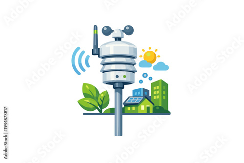 Weather station displays sensor technology in urban setting with
