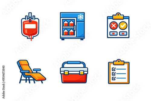 Blood donation process including supplies and equipment needed for