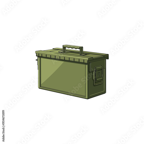 Military Green Metal Ammunition Box.