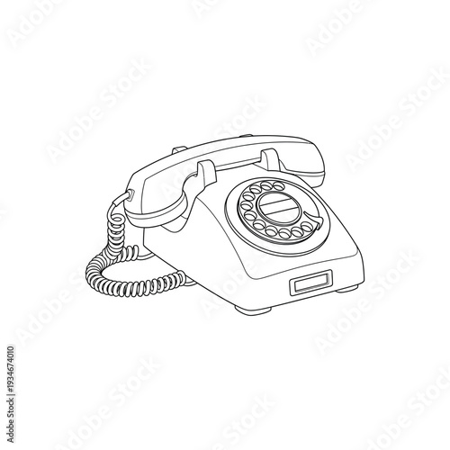 Vintage Rotary Telephone Illustration.