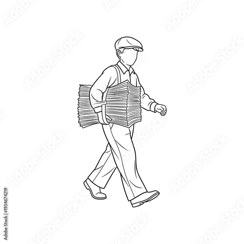 Man Walking with Accordion on Back.
