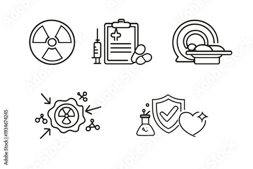 Health and safety symbols showing medical procedures and equipment