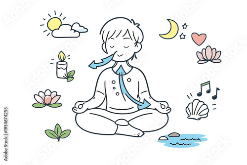 Meditation practice with a person sitting cross-legged in a calm