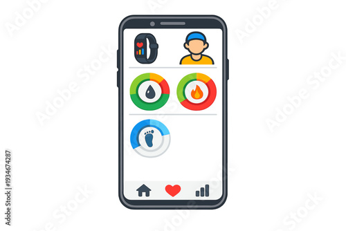 Health monitoring app interface shows user data related to fitness and