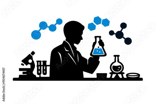 Scientist conducts experiments in a laboratory with various equipment