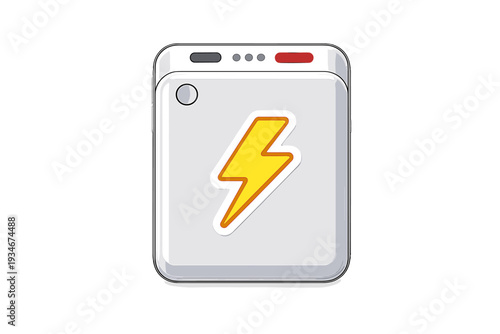 Battery charger with a lightning bolt symbol displayed on a plain