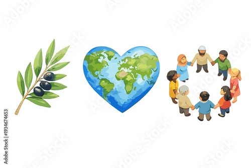 People gather to show support for the planet while holding hands and