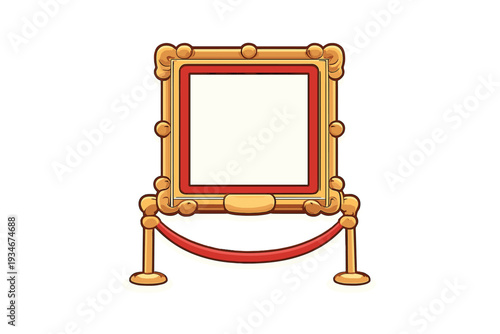 Blank frame on display with red rope barrier at an exhibition venue