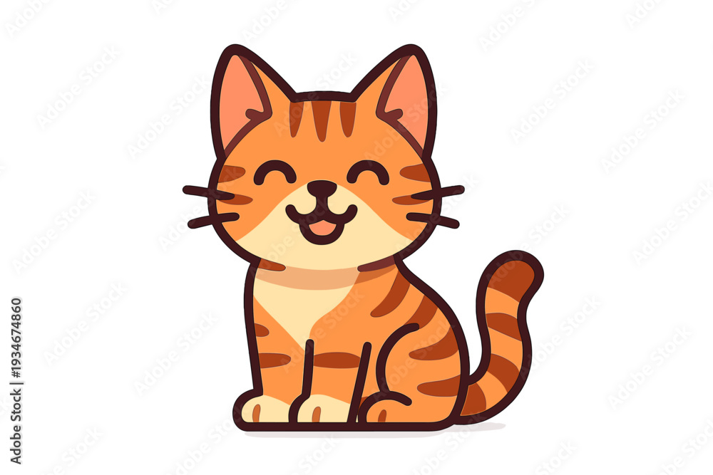 Obraz premium Cute orange cat sitting happily on a white background with a playful