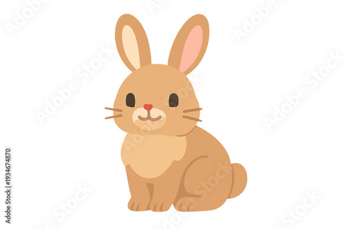 Cute cartoon rabbit sitting calmly with big ears and a friendly smile