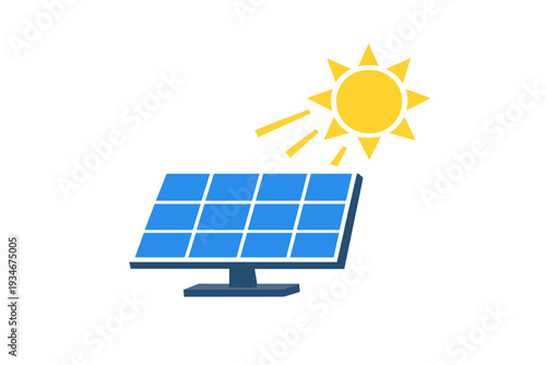 Solar panel receives sunlight during a bright day in a renewable