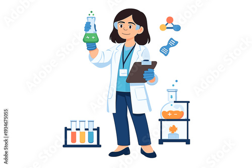 Scientist conducts experiment in laboratory with various tools and