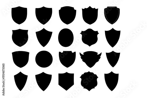 Various shield shapes arranged in a grid pattern showing a collection