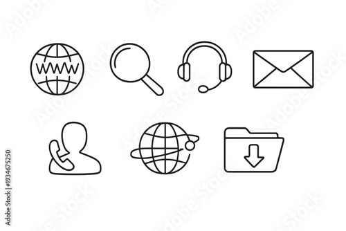 Icons representing online communication tools and information access
