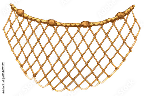 Delicate netting crafted from golden threads designed for traditional