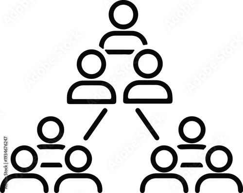 Hierarchical organization chart icon representing business structure and team management.