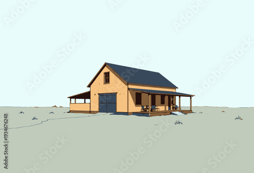 Rustic Barn-Style Wooden House in Open Countryside with Spacious Porch and Loft