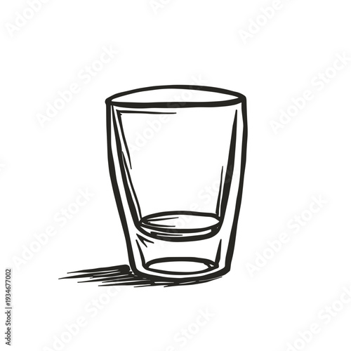 Empty glass in outline style on white background  