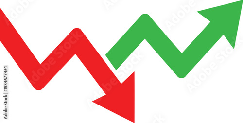 Graphic illustration of a volatile market turning into a positive upward trend Vector