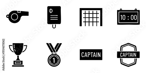 Sports Game Elements and Award Vector Icons